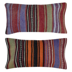 14"x26" SET OF 2 - Handwoven Cushion Covers. A pair of Kilim Lumbar Pillows