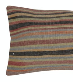 14 "x26" Couvre-oreiller Kilim rayé. Coussin d'appoint tissé à la main. Oreiller de plume