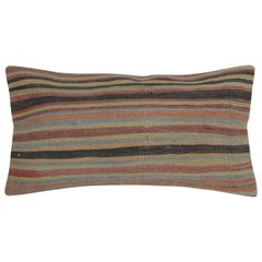 14 "x26" Couvre-oreiller Kilim rayé. Coussin d'appoint tissé à la main. Oreiller de plume