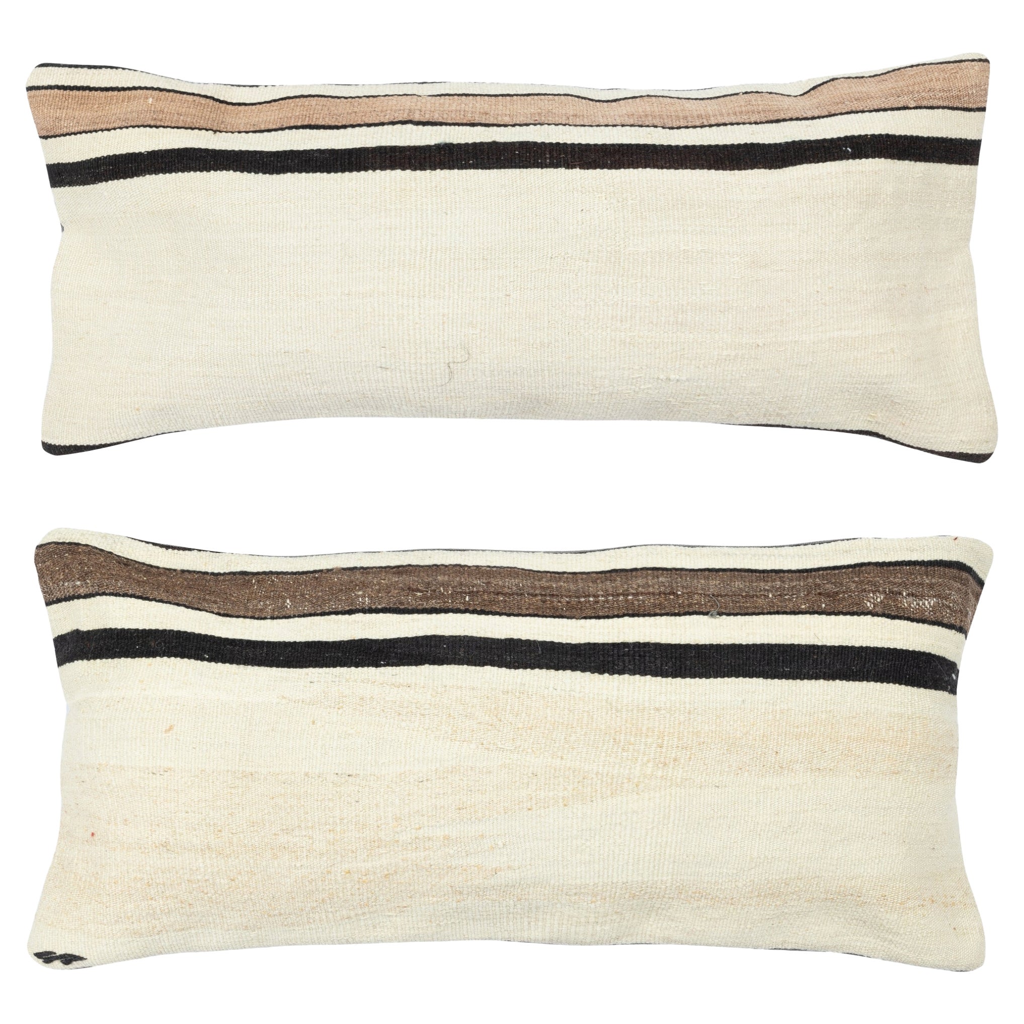 14"x28" SET OF 2 - Kilim Cushion Covers. Hemp Toss Pillows. Lumbar Pillow Covers