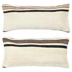 14"x28" SET OF 2 - Kilim Cushion Covers. Hemp Toss Pillows. Lumbar Pillow Covers