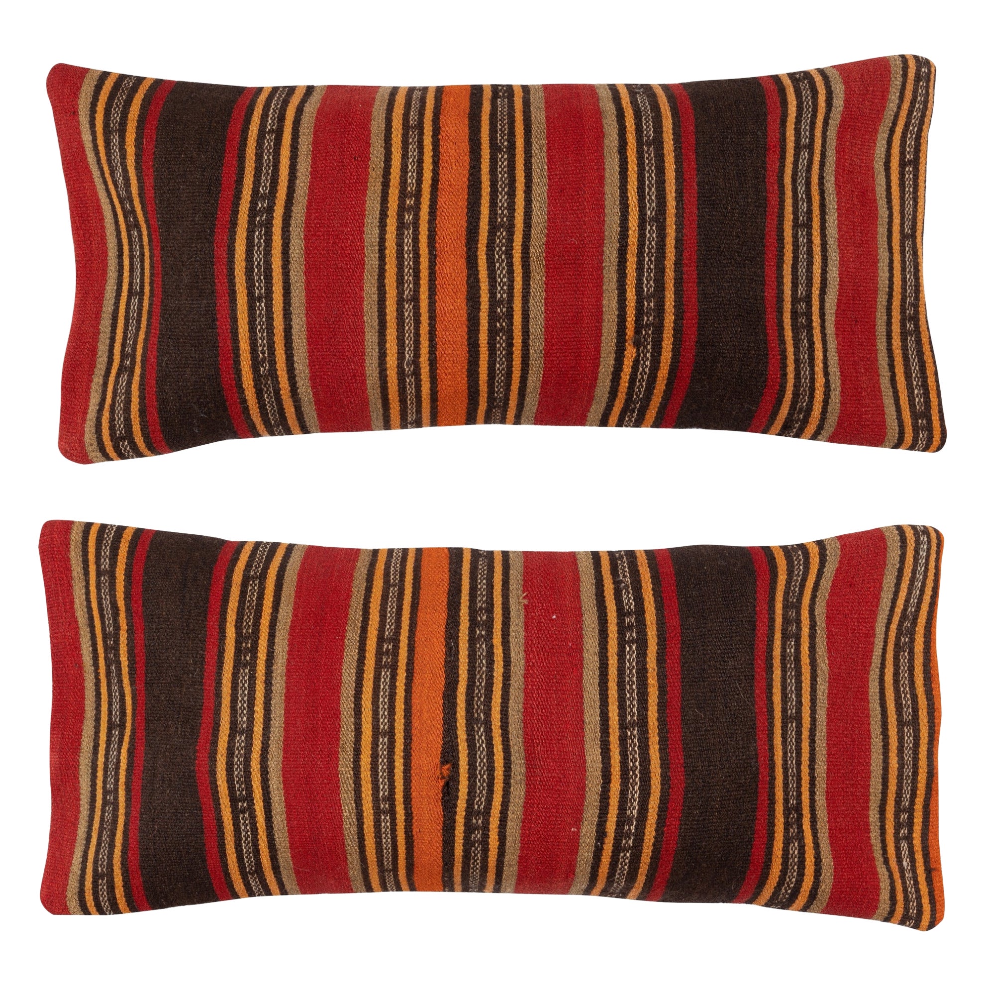 SET DI 2 COPRICUSCINI Kilim 14 "x28". Cuscini lombari. Un paio di cuscini di pizzo