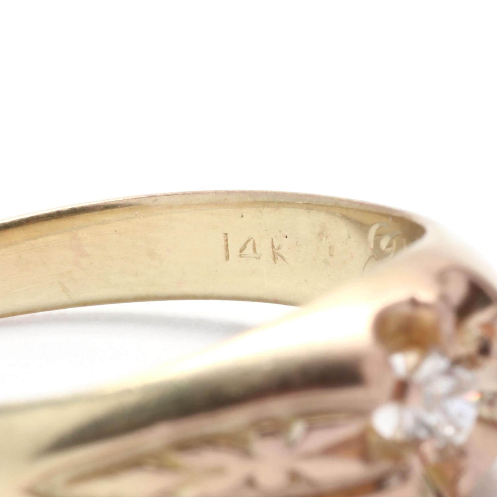 14Y Antique Diamond Floral Ring 2
