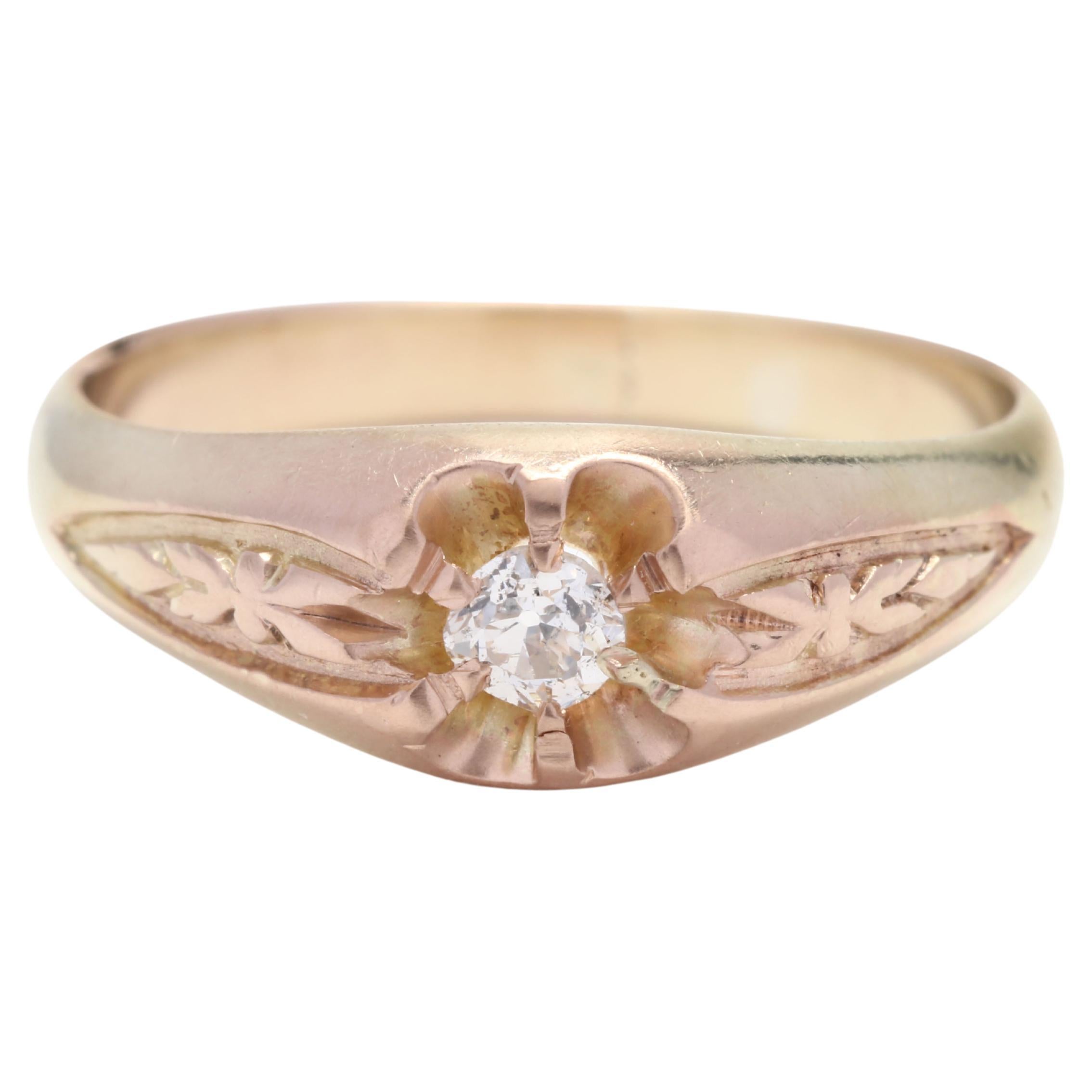 14Y Antique Diamond Floral Ring