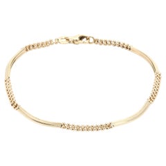 14Y Curved Bar & Bead Chain Bracelet