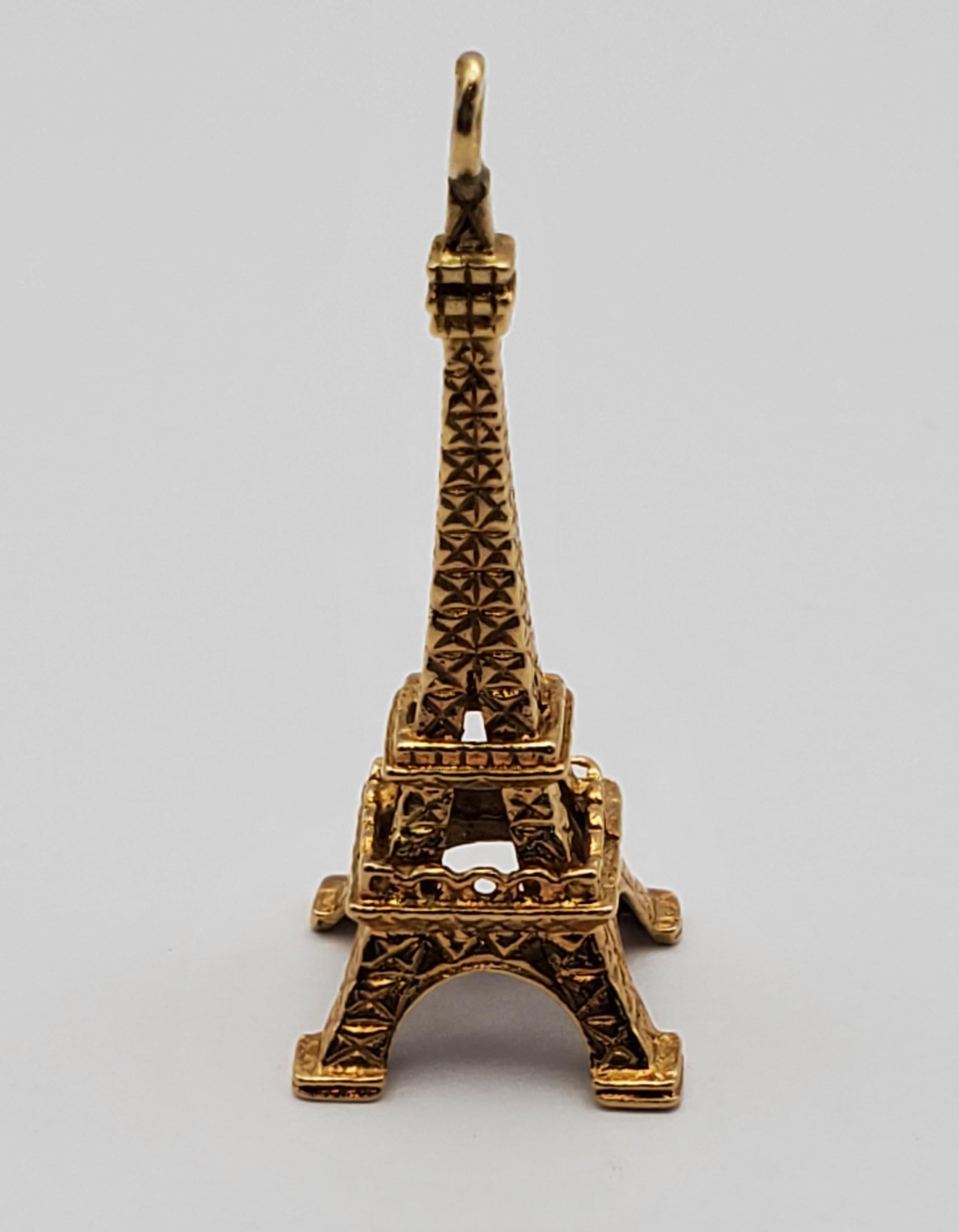 Women's or Men's 14Y Eiffel Tower Charm Pendant For Sale