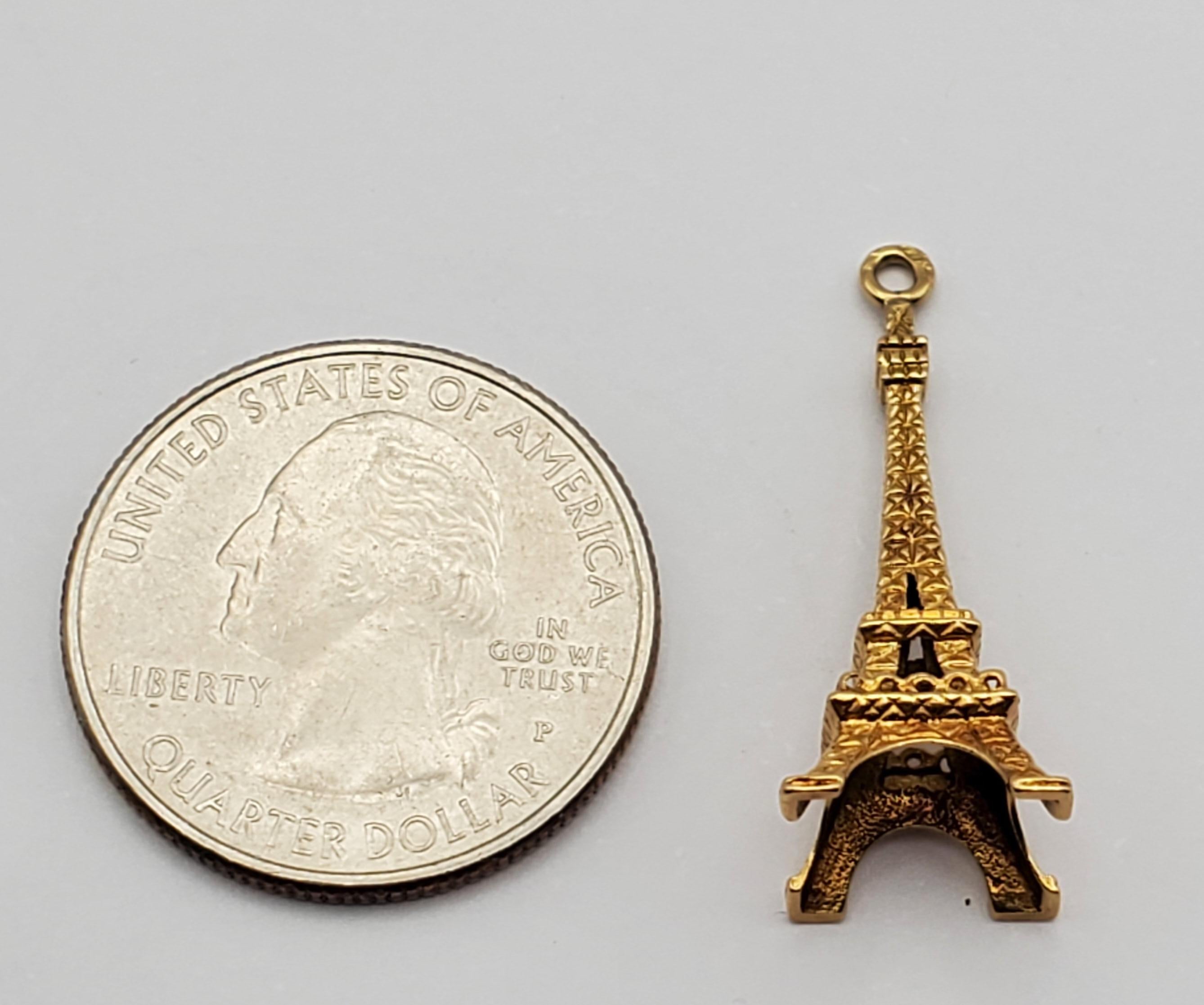 14Y Eiffel Tower Charm Pendant For Sale 1