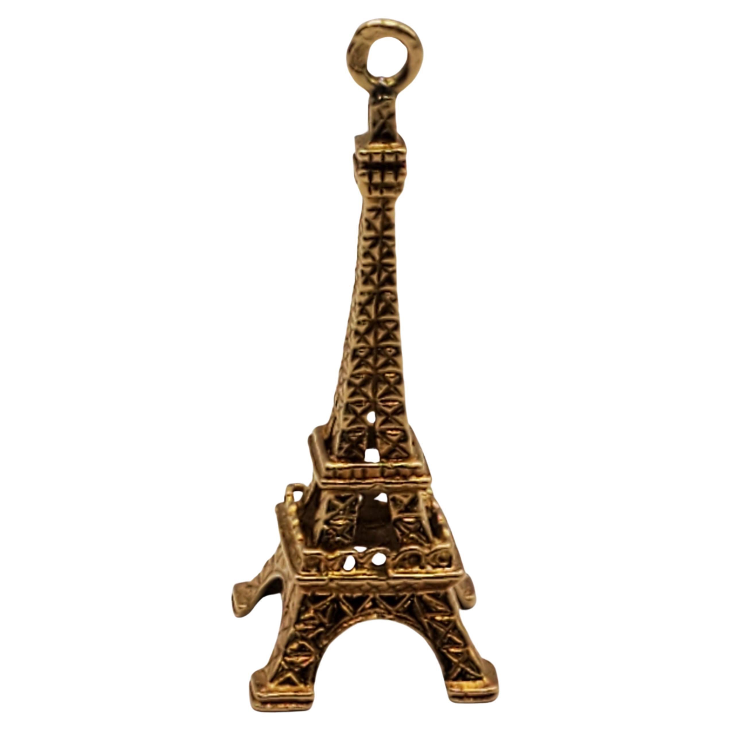 14Y Eiffel Tower Charm Pendant For Sale