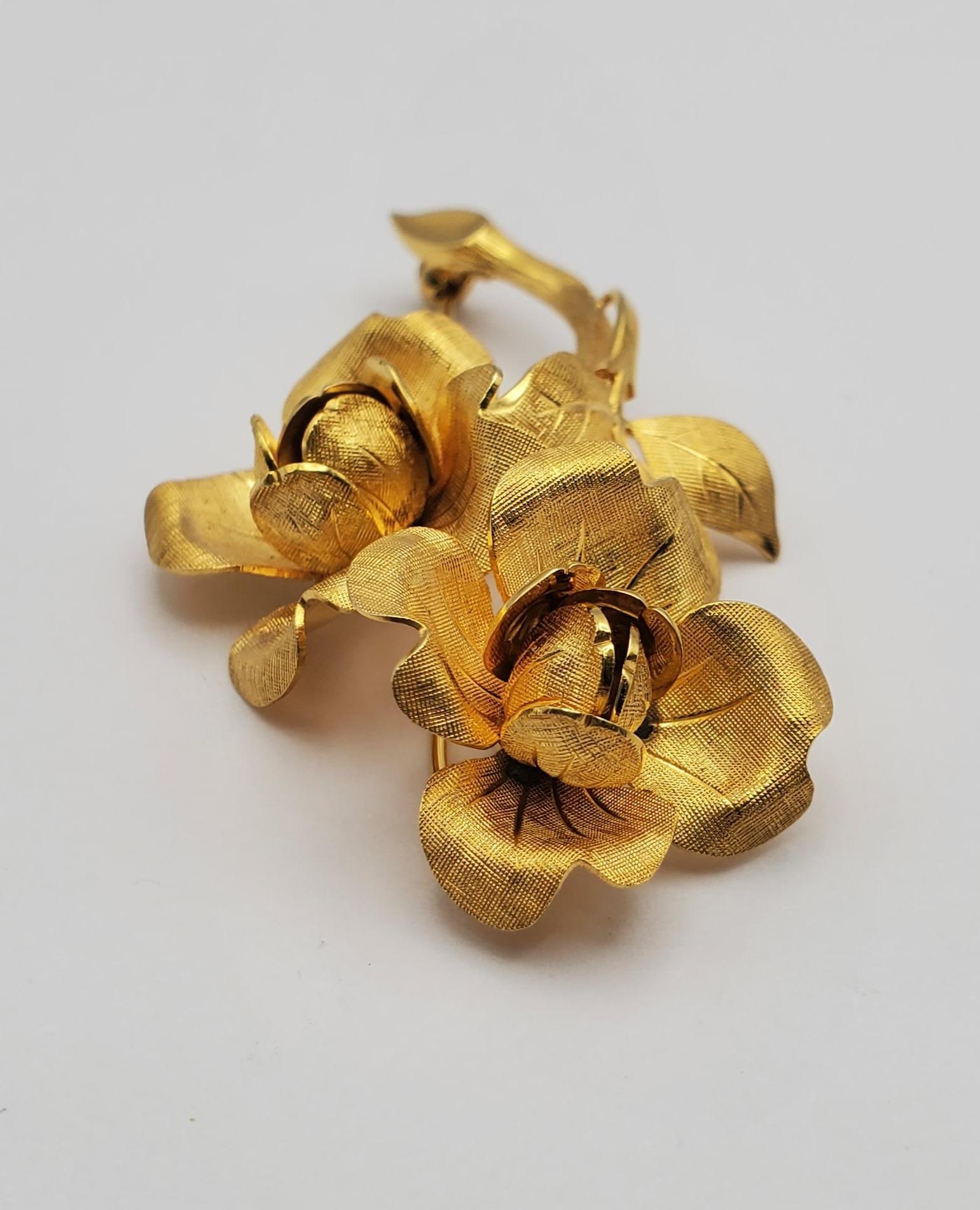 Retro 14Y Exquisitely Detailed Tiffany & Co. Roses Brooch