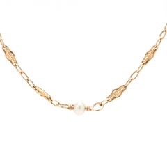 14Y Pearl & Filigree Link Chain Necklace