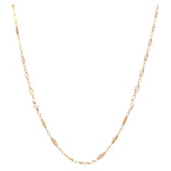 14Y Pearl & Filigree Link Chain Necklace