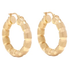 14Y Textured Wide Tube Hoop Earrings