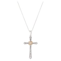 14YW Diamond Cross Necklace