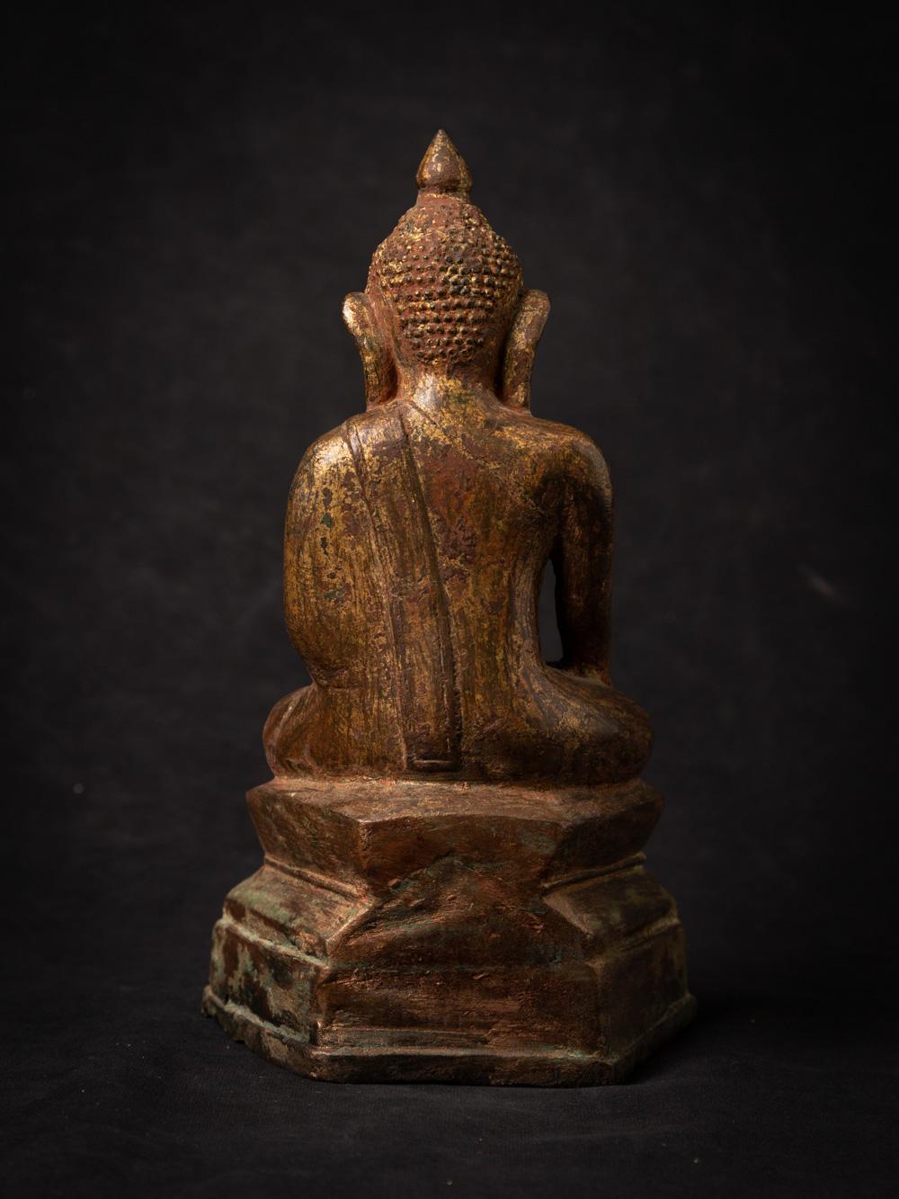 18th Century and Earlier 15-16th century antique bronze Burmese Buddha statue in Bhumisparsha Mudra For Sale