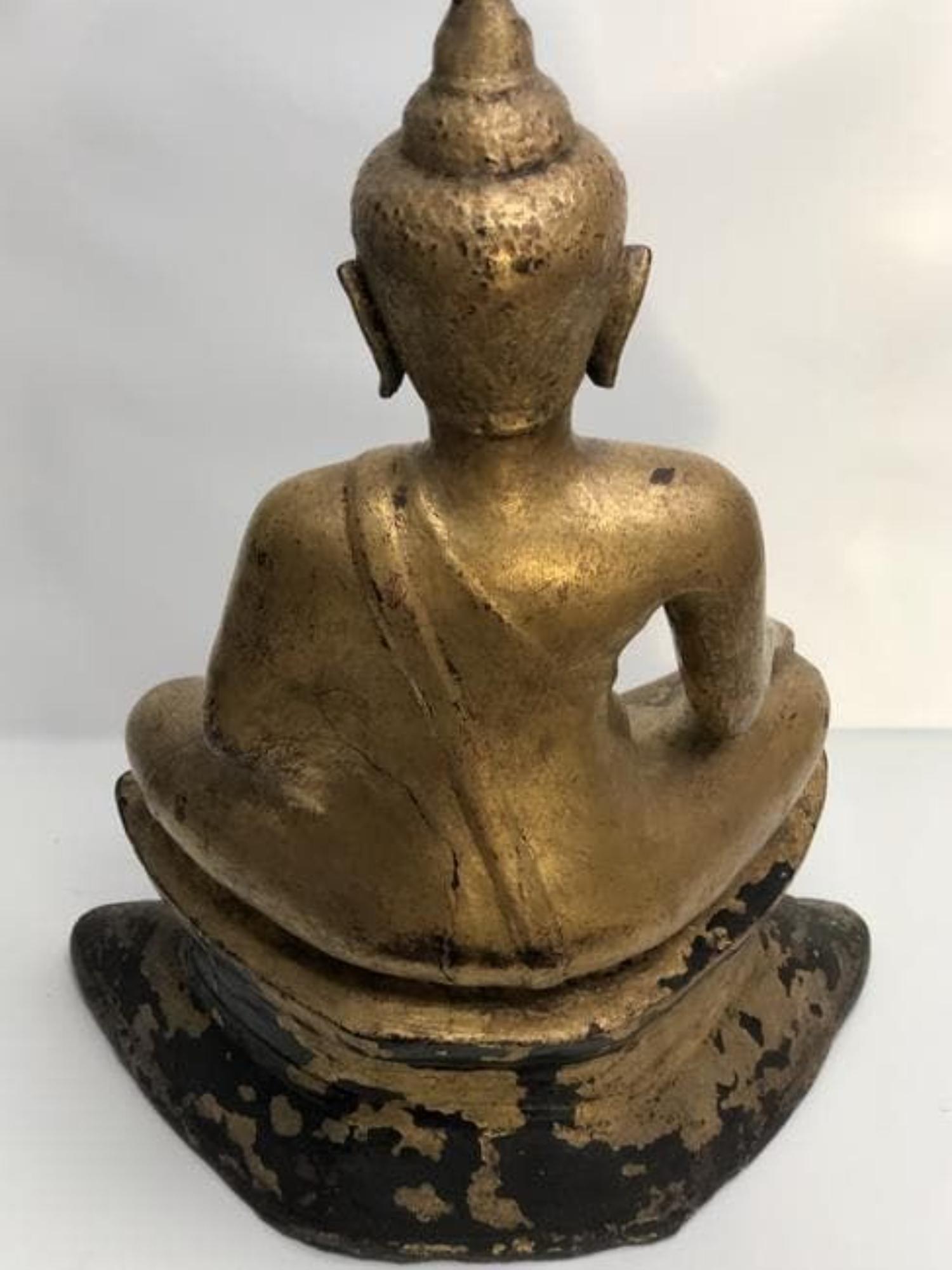 A true piece of history from 1450-1550, made in Thailand. This piece is very rare to come across. Made out of Bronze with Guild, some of the Guild has worn out due to the age.  Size, 18