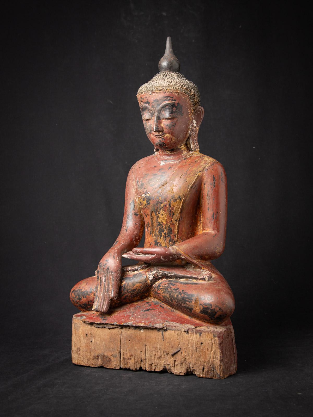 Bois statue de Bouddha birman en bois du 15e-16e siècle, ancienne et précoce en vente