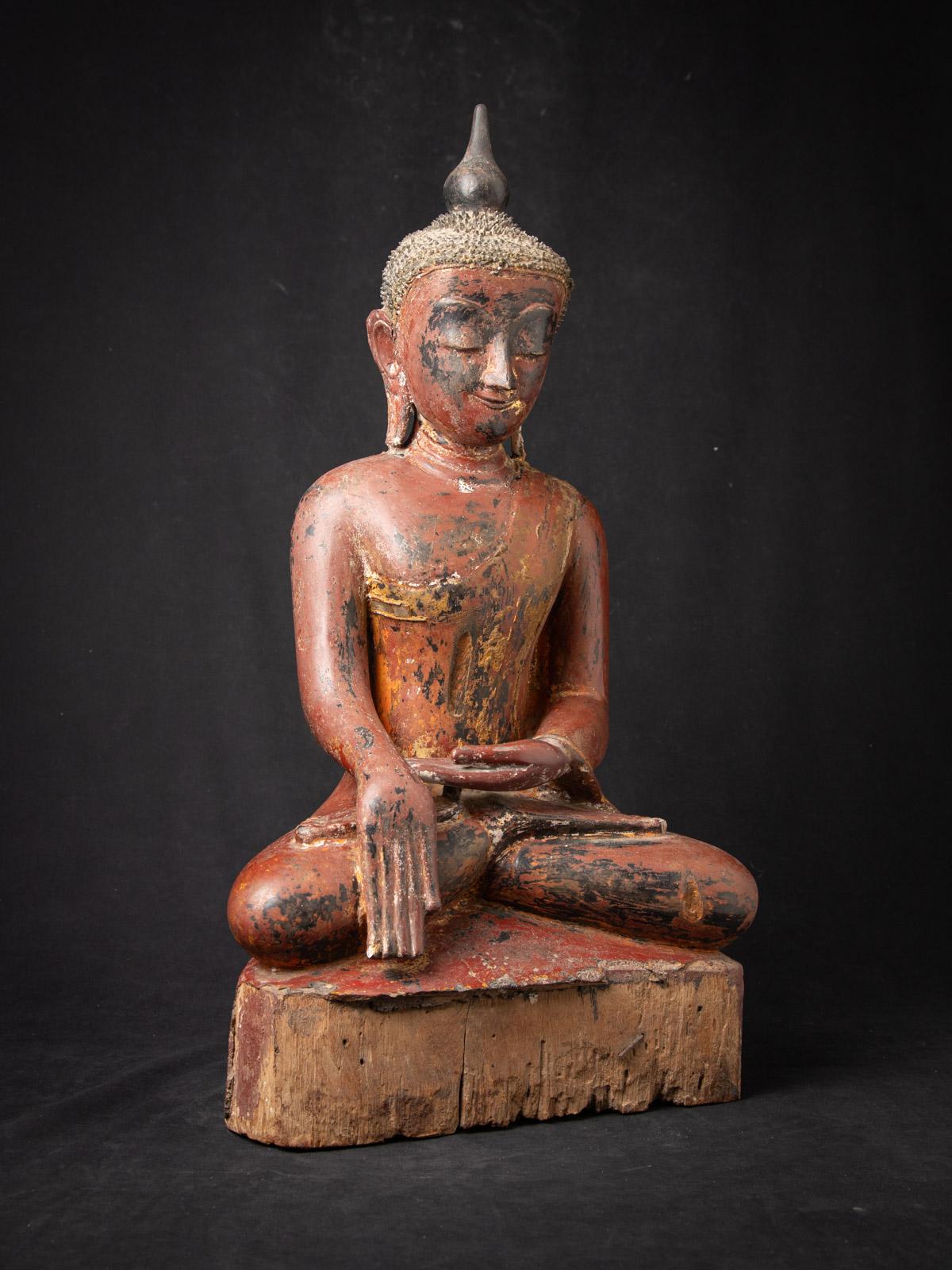 statue de Bouddha birman en bois du 15e-16e siècle, ancienne et précoce en vente 1