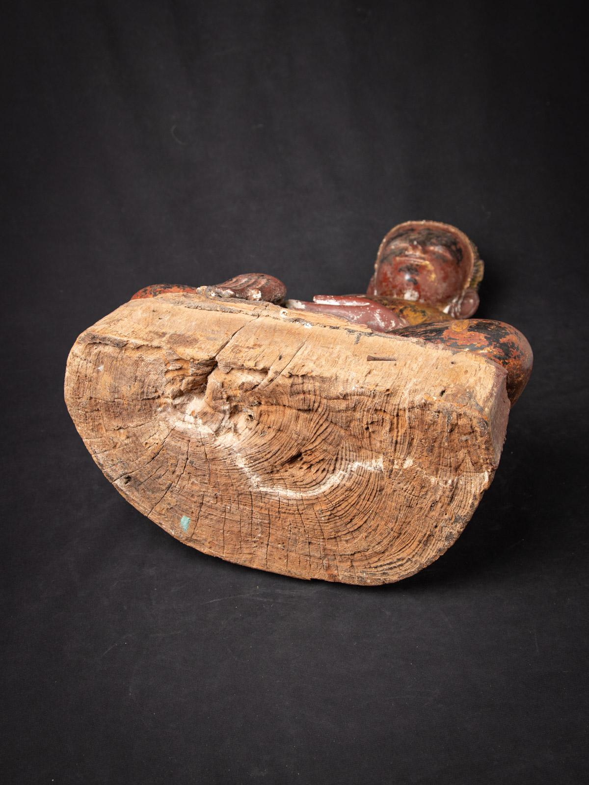 statue de Bouddha birman en bois du 15e-16e siècle, ancienne et précoce en vente 2