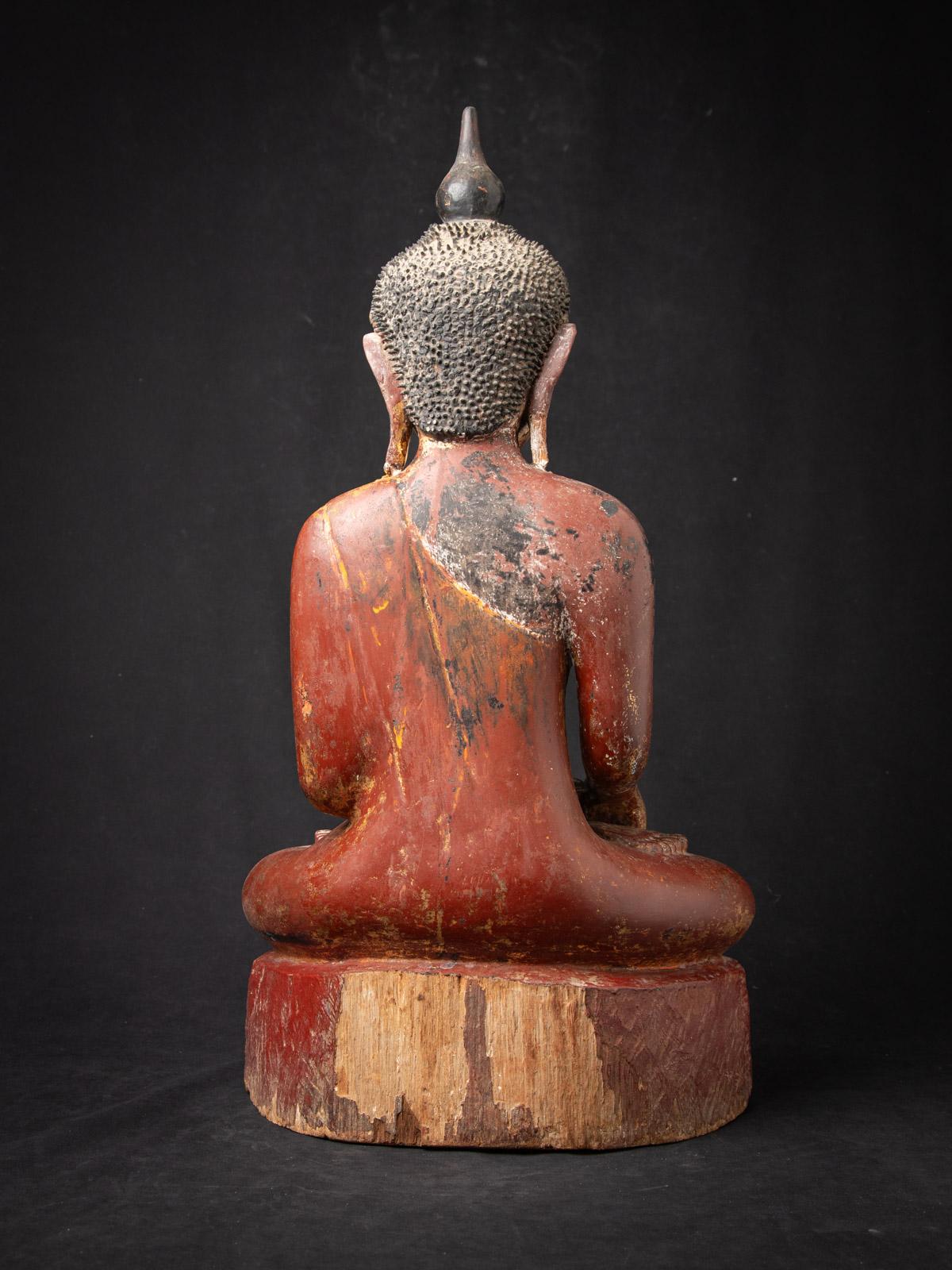 statue de Bouddha birman en bois du 15e-16e siècle, ancienne et précoce en vente 3