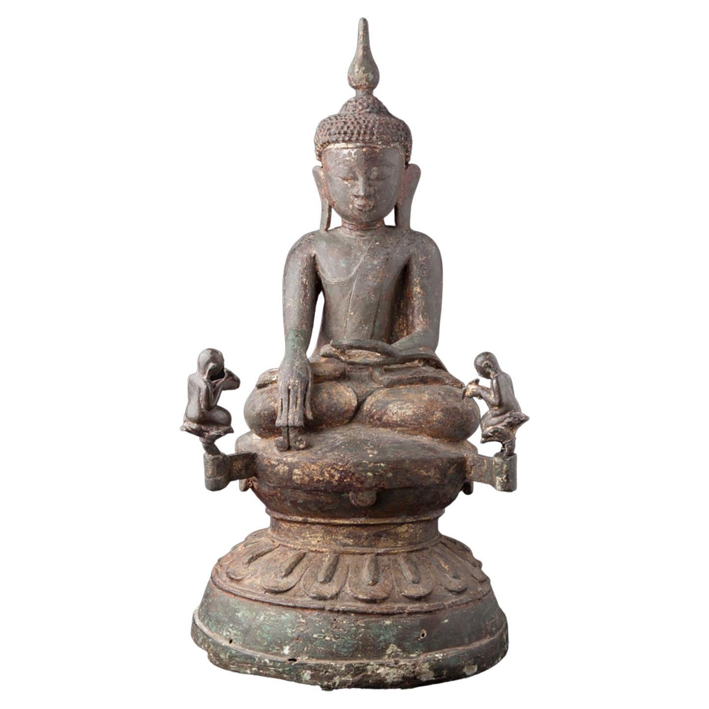 Speziale Ava-Buddha-Statue aus Bronze aus Birma aus dem 15.-16. Jahrhundert – Original Buddhas aus Birma