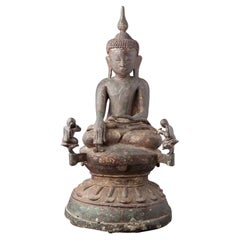 Speziale Ava-Buddha-Statue aus Bronze aus Birma aus dem 15.-16. Jahrhundert – Original Buddhas aus Birma