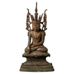 15-16° secolo Particolarissima statua di Buddha birmana in bronzo antico proveniente dalla Birmania