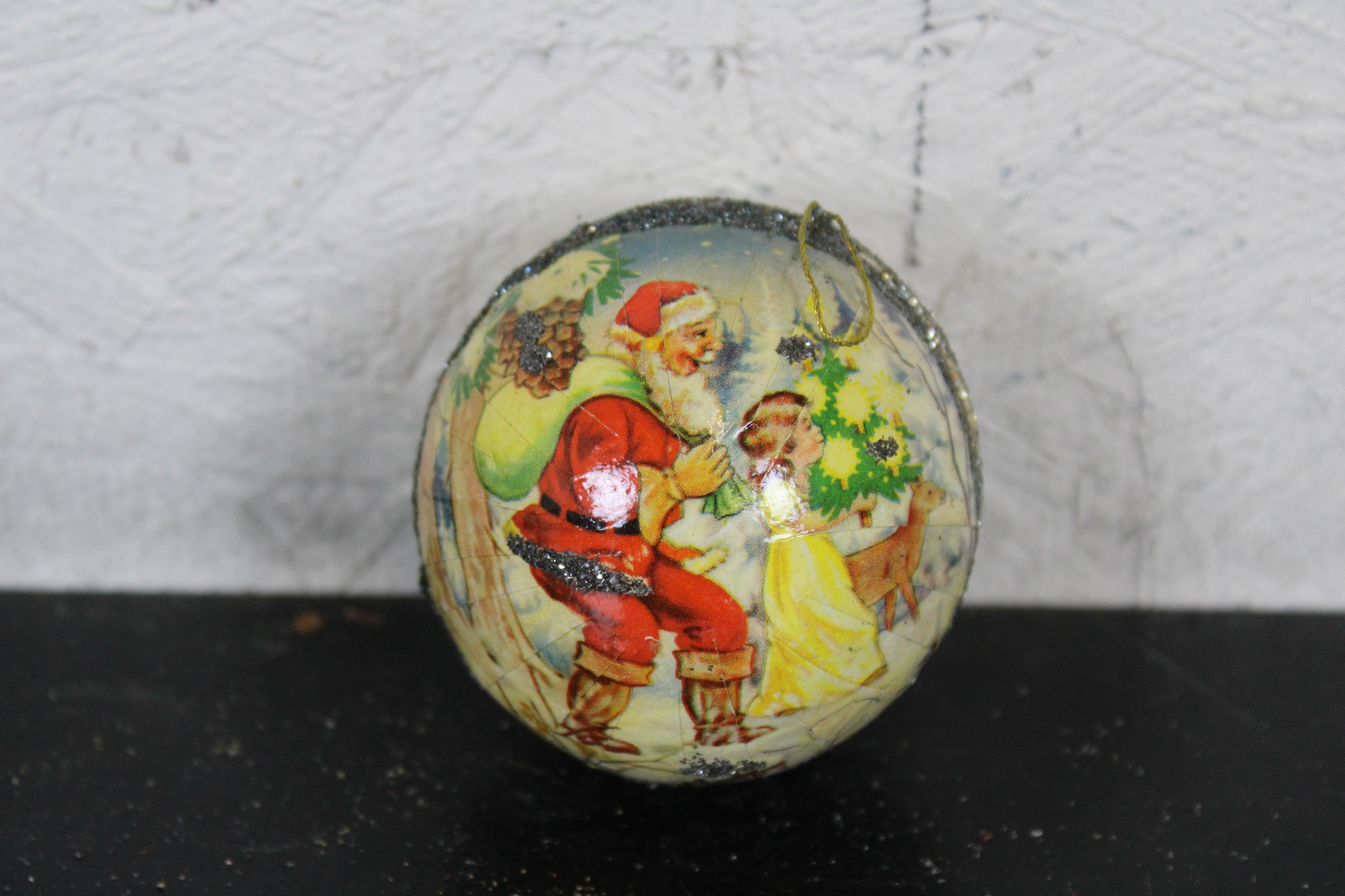 15 1950s German Paper Mache Christmas Tree Candy Container Ball Ornaments 6
