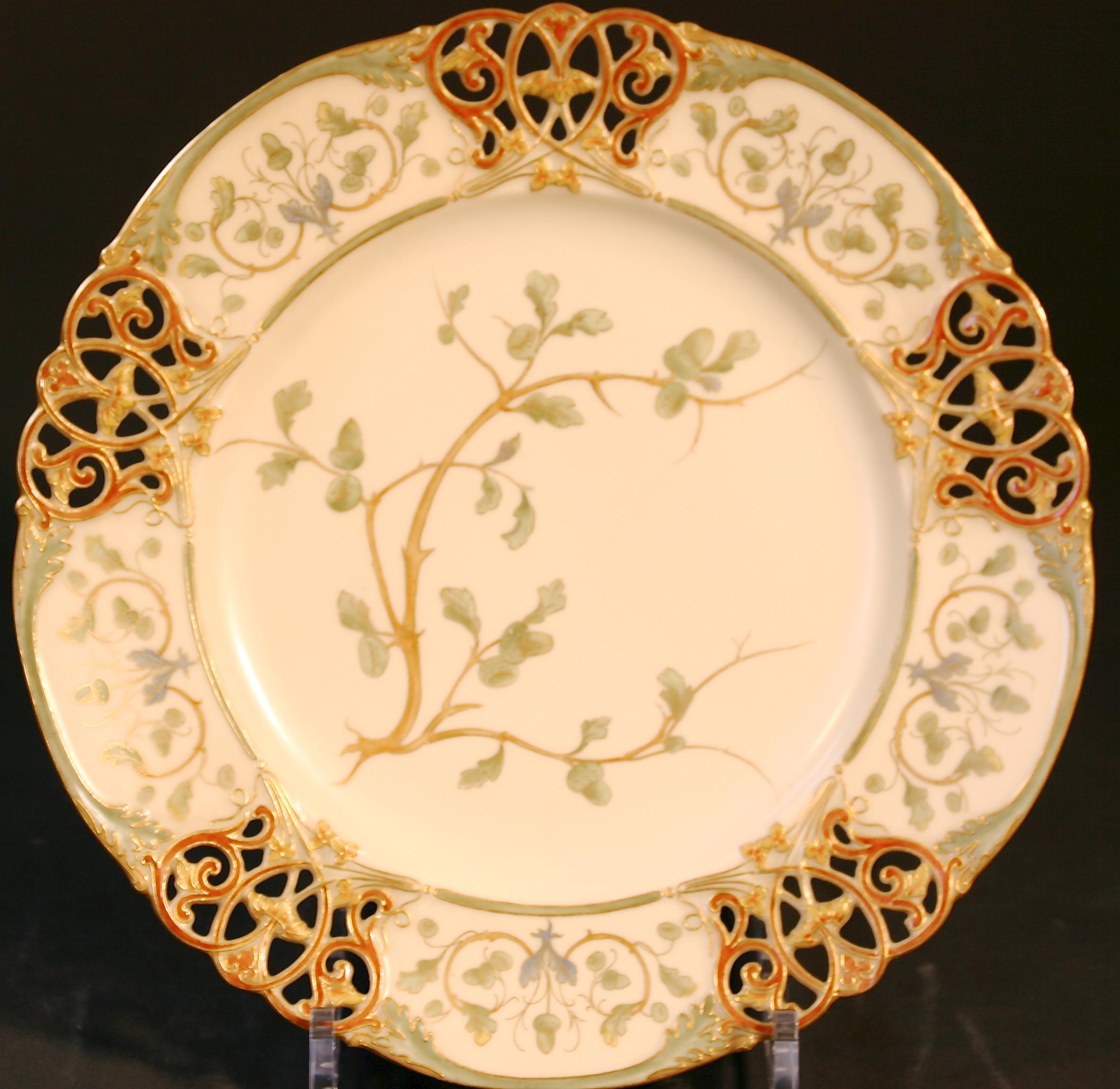 15 19th Century Royal Worcester Reticulated Botanical Plates For Sale 2