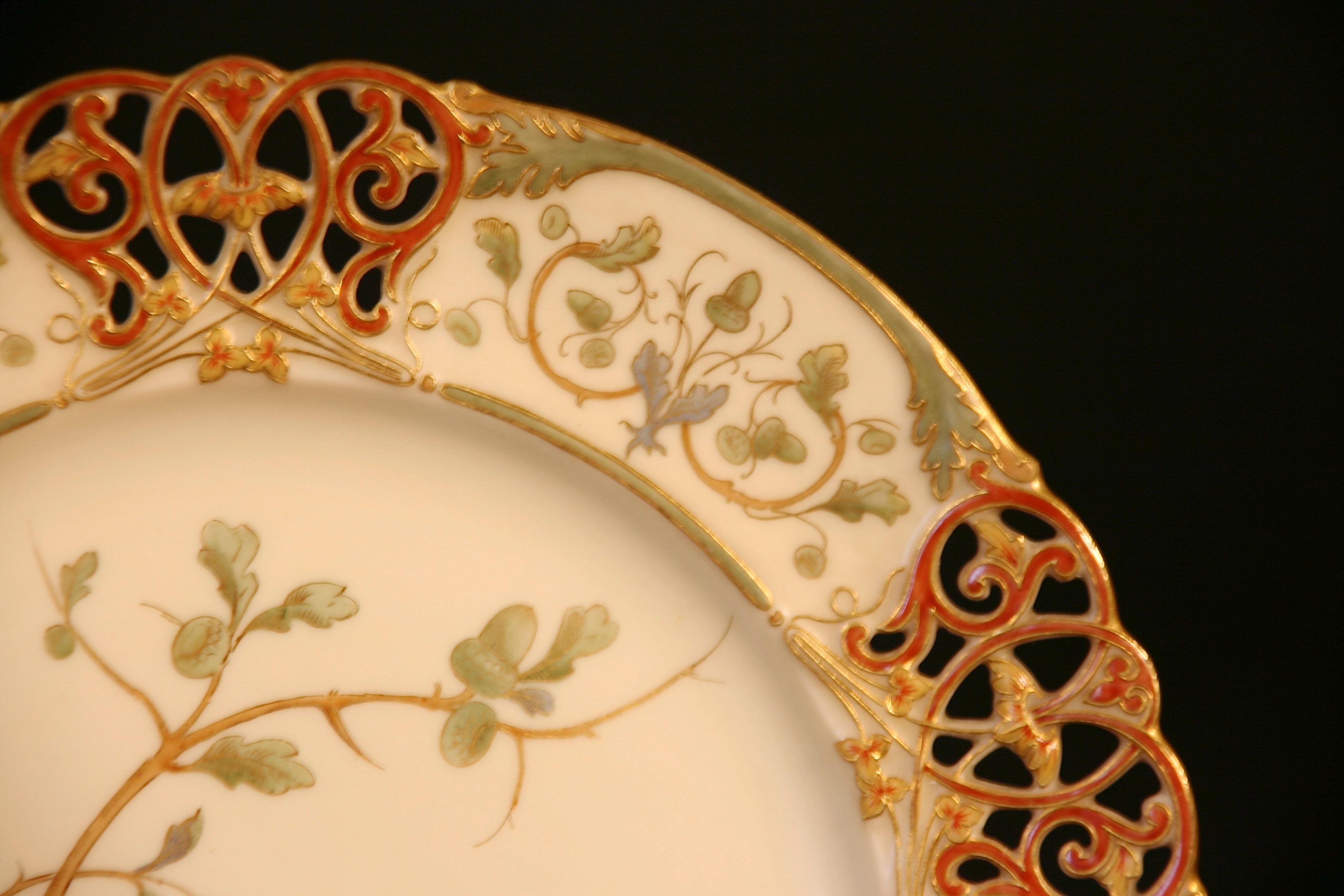 15 19th Century Royal Worcester Reticulated Botanical Plates For Sale 3