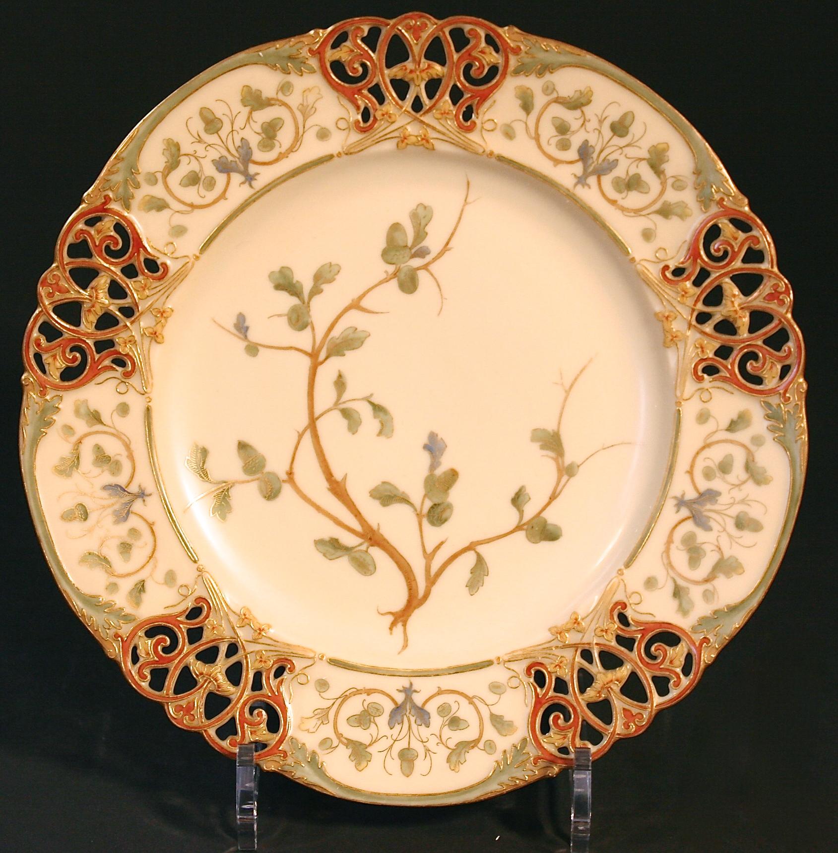 15 19th Century Royal Worcester Reticulated Botanical Plates For Sale 4
