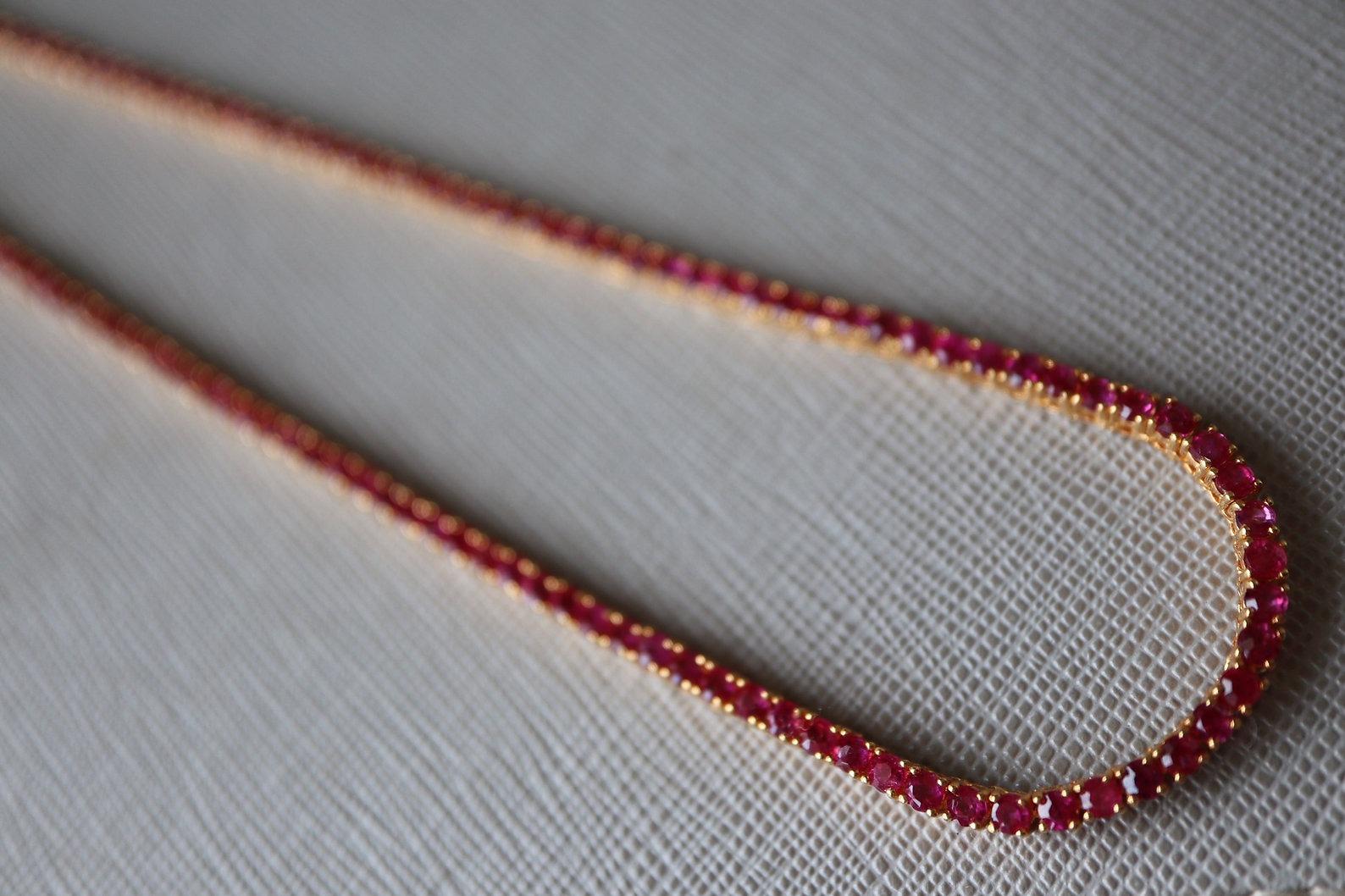 15 2mm burma Unheated Ruby full eternity necklace/tennis necklace en vente 6