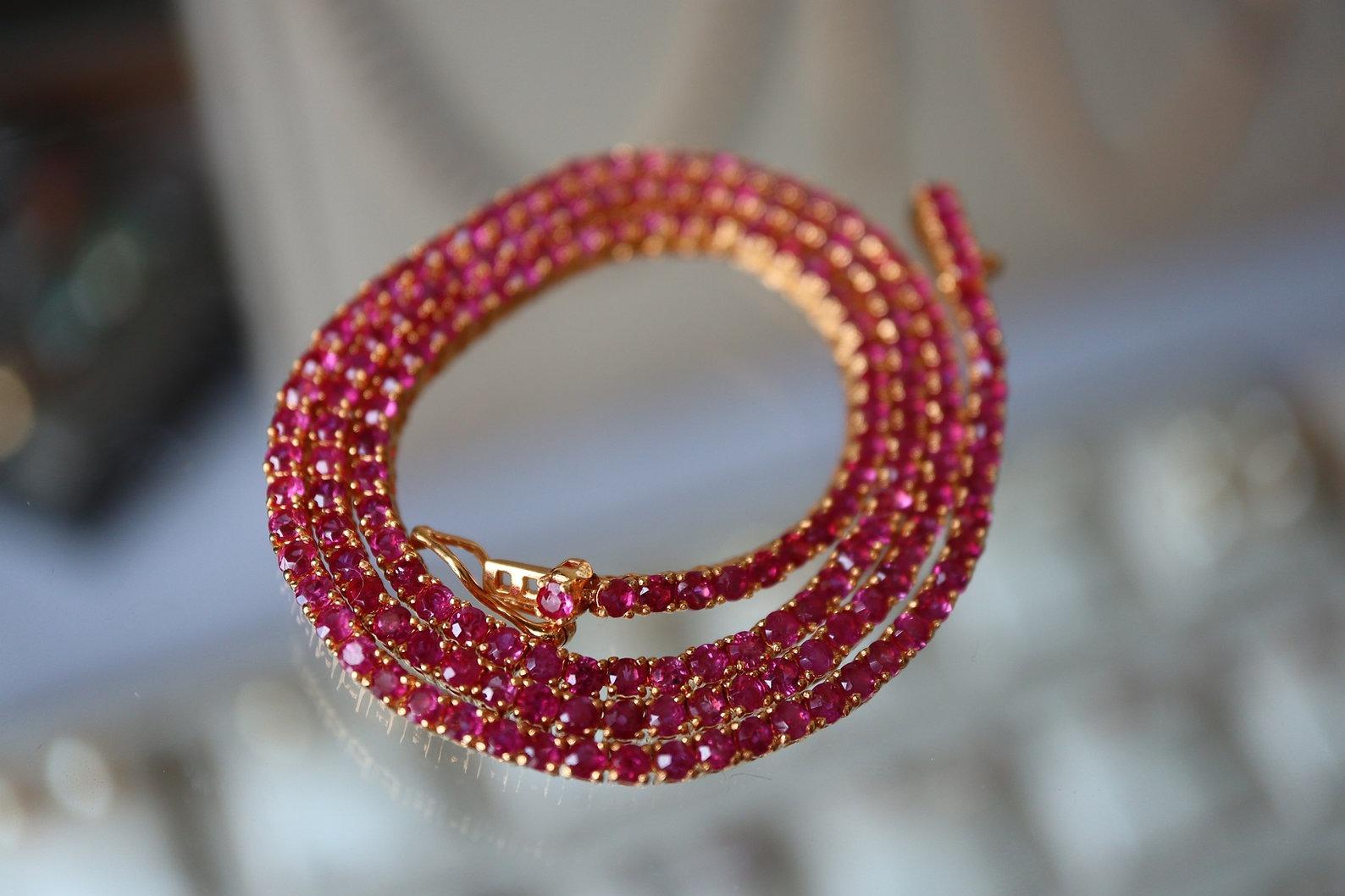 15 2mm burma Unheated Ruby full eternity necklace/tennis necklace en vente 1