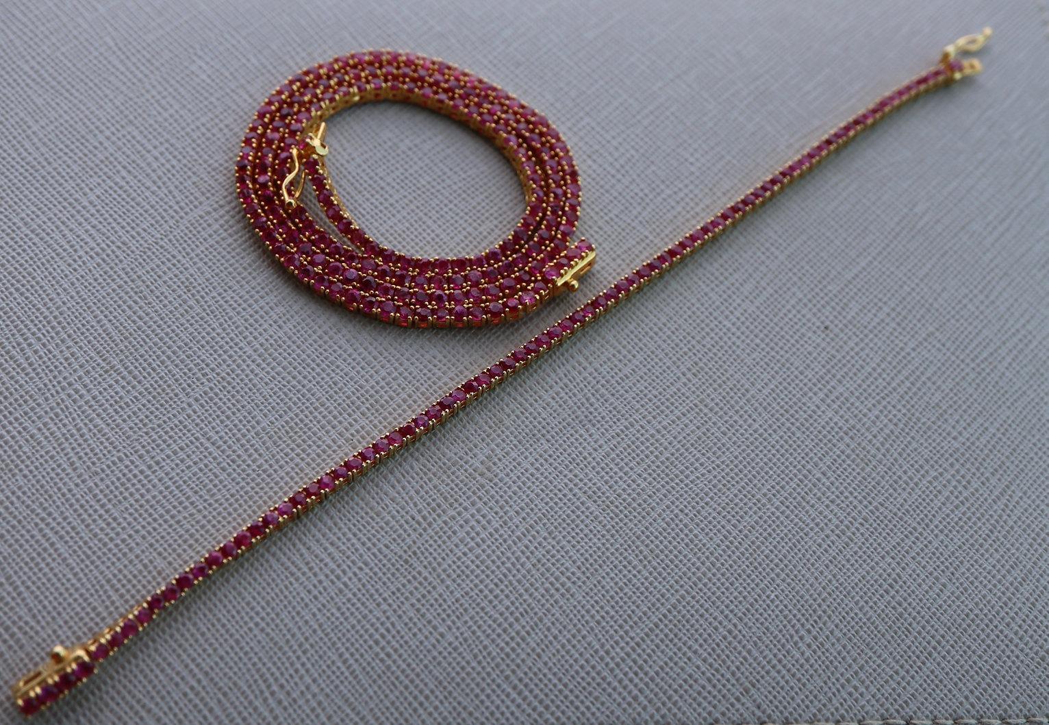 15 2mm burma Unheated Ruby full eternity necklace/tennis necklace en vente 2