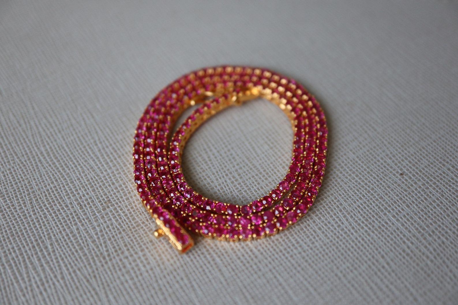 15 2mm burma Unheated Ruby full eternity necklace/tennis necklace en vente 3