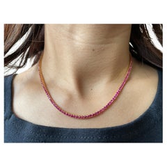 15” 2mm sized burma Unheated Ruby full eternity necklace/tennis necklace