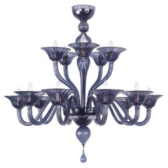15 Arms Chandelier Slate Blue Artistic Murano Glass Simplicissimus by Multiforme