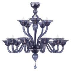 Lampadario a 15 bracci in vetro di Murano blu ardesia Artistics Simplicissimus di Multiforme
