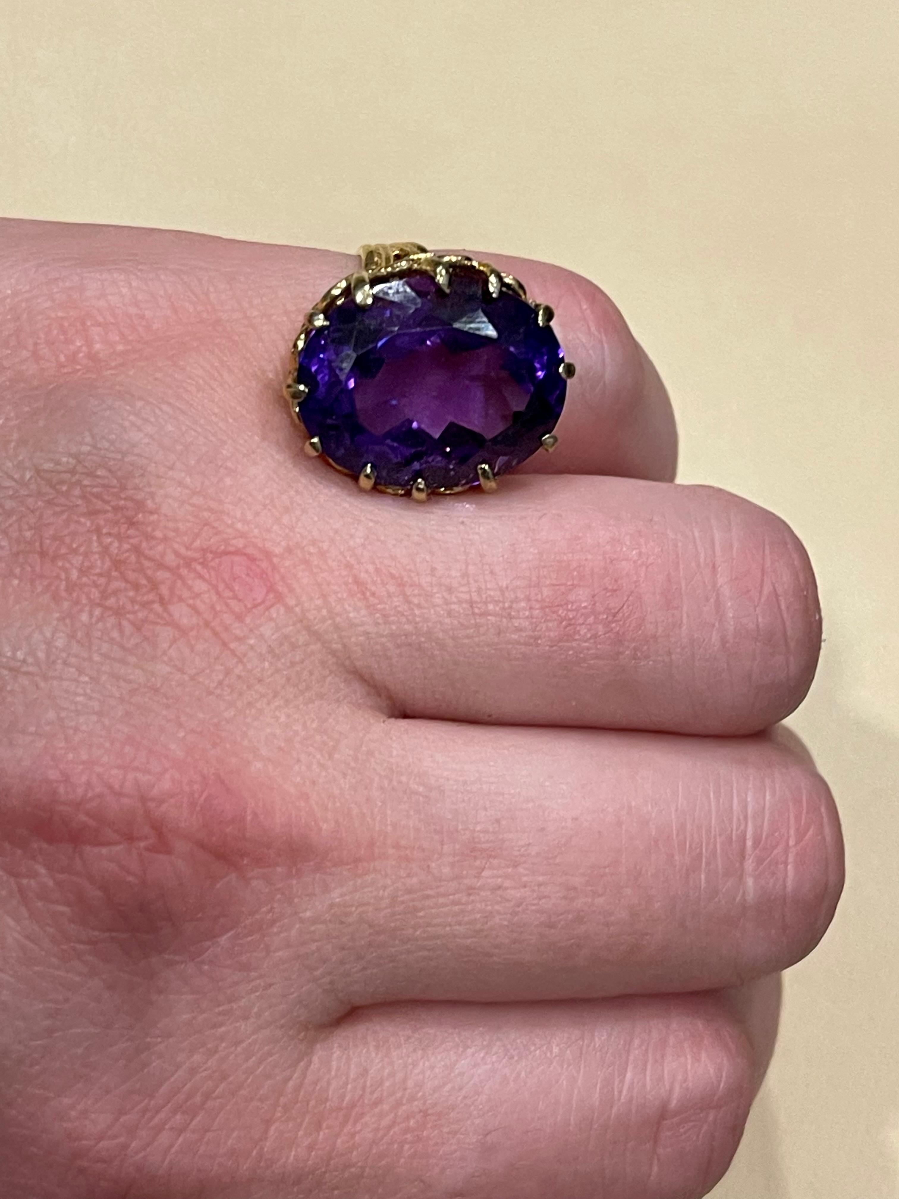 15 Carat Amethyst Cocktail Ring in 14 Karat Yellow Gold For Sale 9