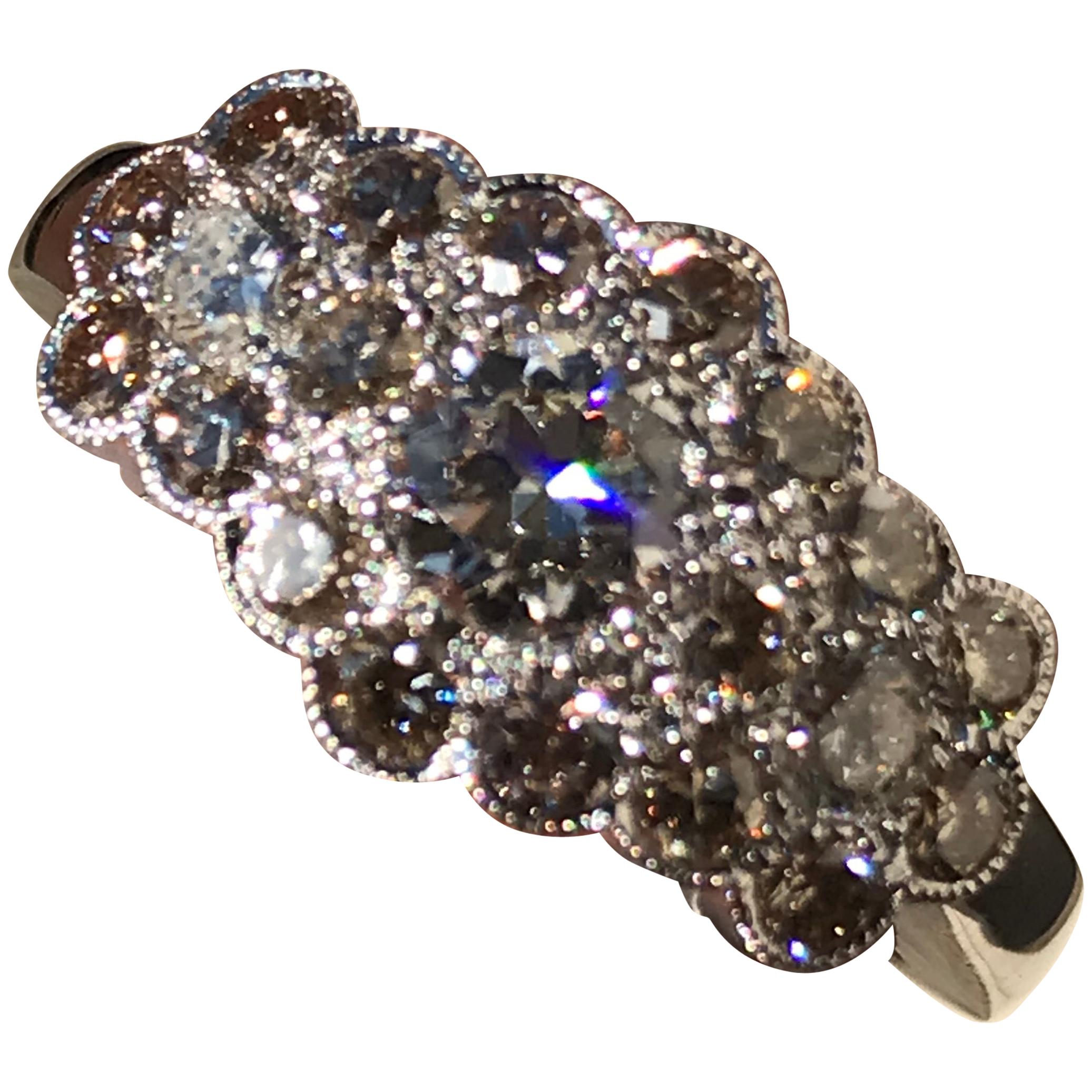 Ungefähr 1,5 Karat, Diamant-Pflaster-Ring 14 Karat Weißgold, Ben Dannie