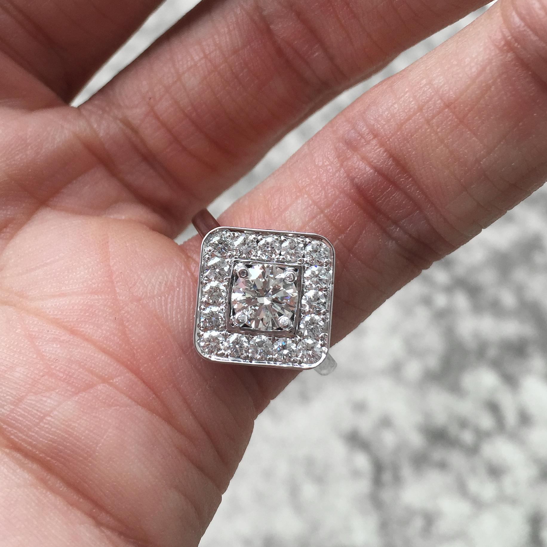 1.5 Carat Approximate Round Diamond with Cushion Halo Ring, Ben Dannie In New Condition For Sale In West Hollywood, CA