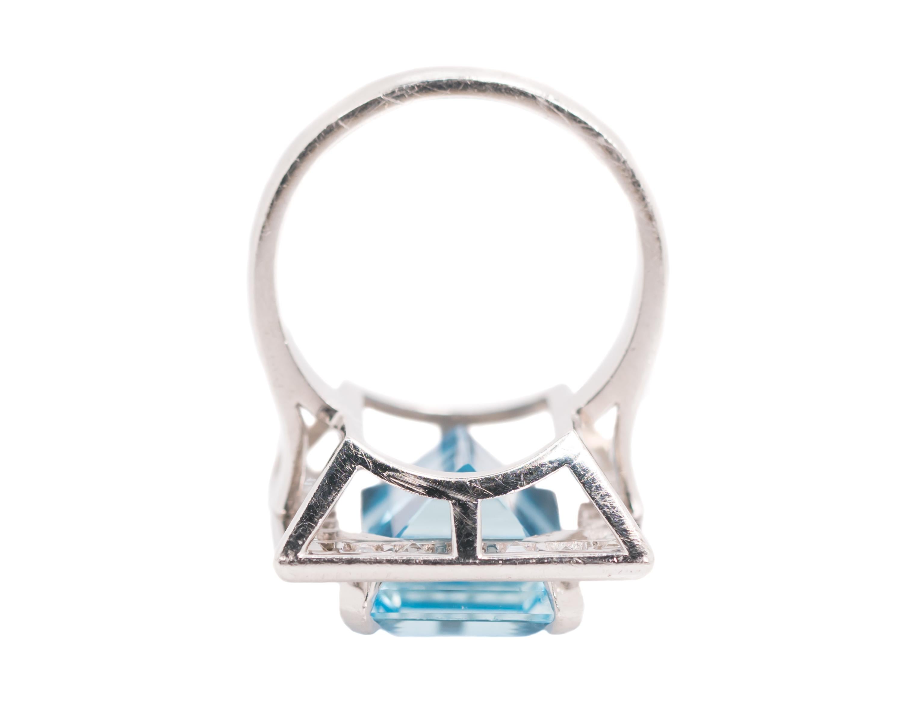 15 Carat Aquamarine and 4 Carat Diamond Halo Platinum Engagement Ring In Good Condition In Atlanta, GA