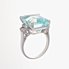 15 Carat Aquamarine Diamond Gold Ring
