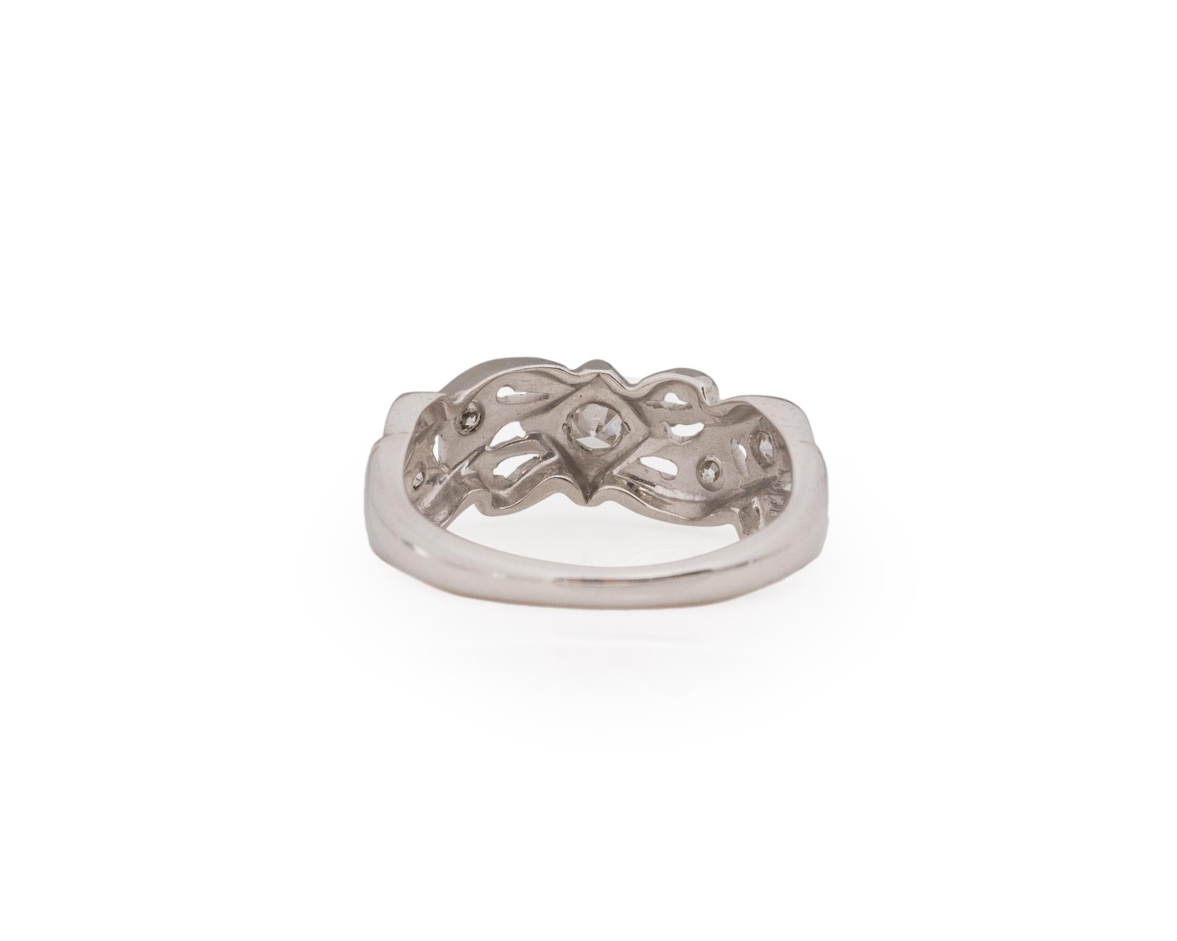 15 Karat Art Deco Diamant-Platin-Hochzeitsring (Alteuropäischer Schliff) im Angebot