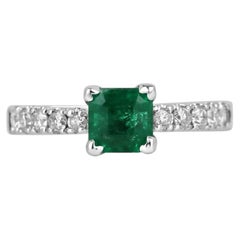 1.5 Carat Asscher Diamond Ring 14K White Gold Refined Light