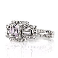 1.5 Carat Asscher Diamond Ring Brilliant White 14K White Gold Refined Light