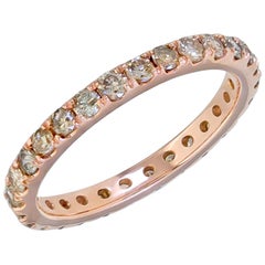 1.5 Carat Champagne Diamond Eternity Wedding Band in 18 Karat Rose Gold