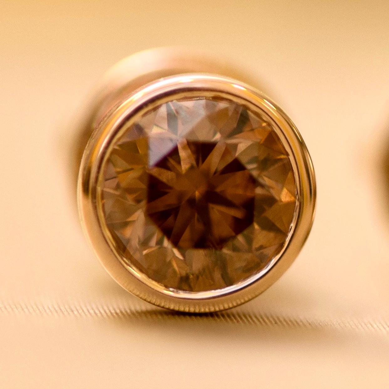 cognac diamond stud earrings