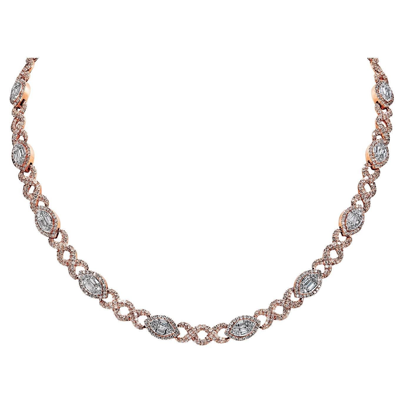 15 Carat Combine Mix Shape Diamond Necklace Certified For Sale