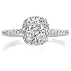 1.5 Carat Cushion Diamond Ring Brilliant White 14K White Gold Elegant Sparkle