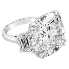 15 Carat Cushion Diamond Ring Brilliant White 18K Gold Collectors Grade Grandeur